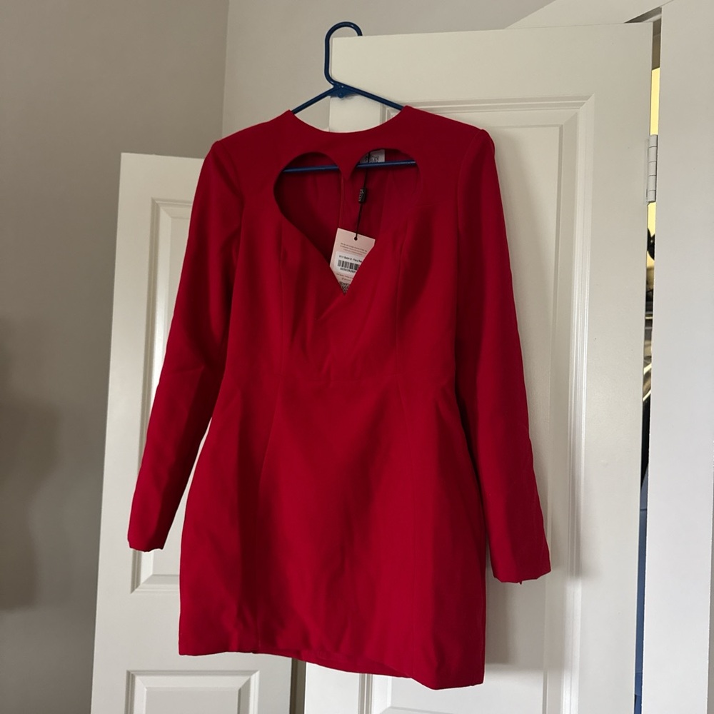 Oh Polly Bold Red Long Sleeve Dress